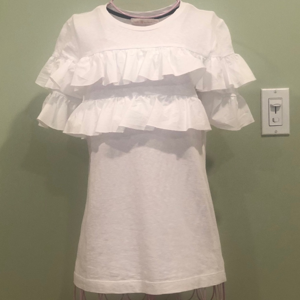 White ruffled t-shirt